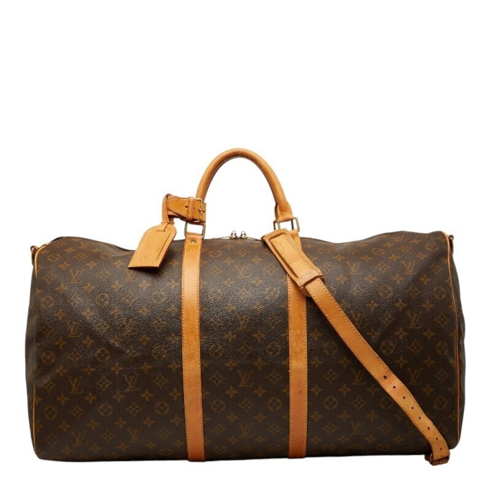 Louis Vuitton Monogram Keepall Bandouliere Boston Bag Shoulder Brown Leather